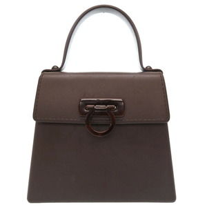 Salvatore Ferragamo Gancini Rubber Handbag Brown